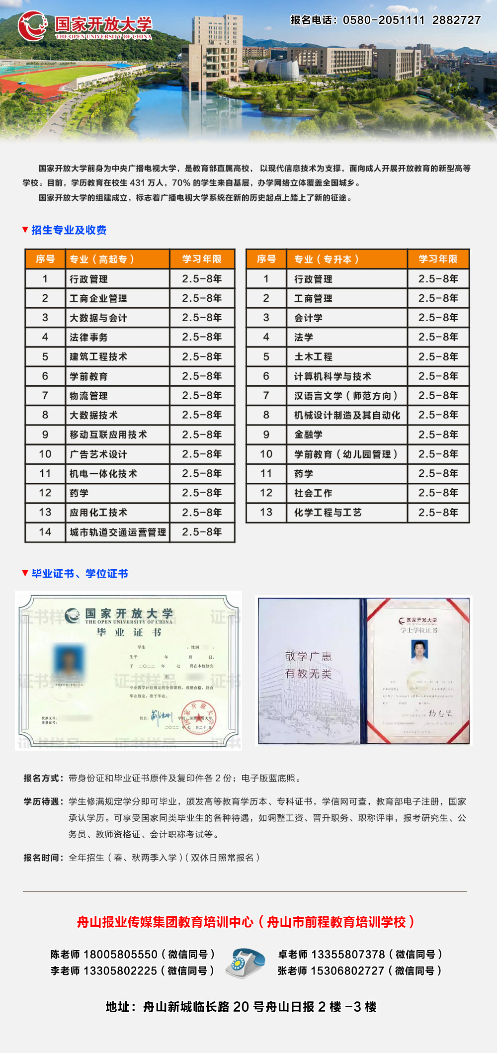 國家開放大學(xué)成人教育招生簡章